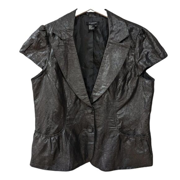 SANDRO Sportswear Rayon/Linen Blend Women's Dark Metallic Grey Blouse Size XL - Picture 1 of 5